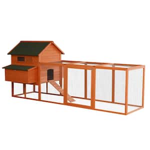 Large Orange Wooden 0.2-Acre In-Ground Lockable Poultry Hen Cage with Nesting Box and Run