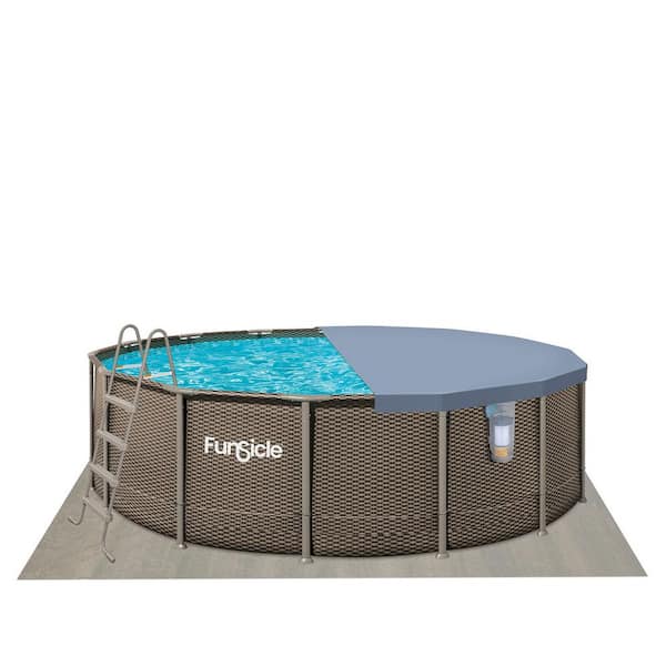 Oasis Designer 16 ft. Round 48 in. Deep Metal Frame Above Ground Pool Set