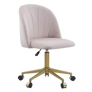 Gene Blush Pink Office Chair with Rounded Back and Gold Metal Base