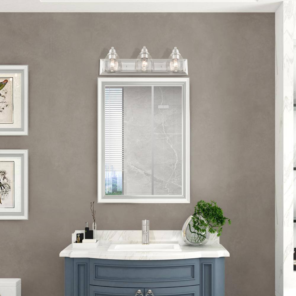Elegant Brushed Nickel 3-Light Vanity Sconce with Hand Blown Glass Shades