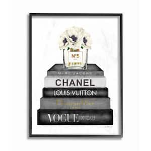 Stupell Industries Fashion Designer Flower Bookstack Black and White Watercolor Framed Wall Art by Amanda Greenwood