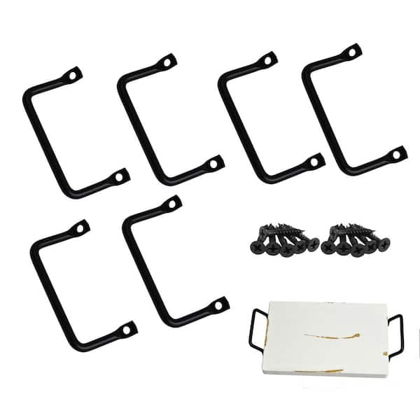 6-Piece 4 in. Black Stainless Steel Handles for Serving Trays and Boards with Comfortable Grip and Easy Installation