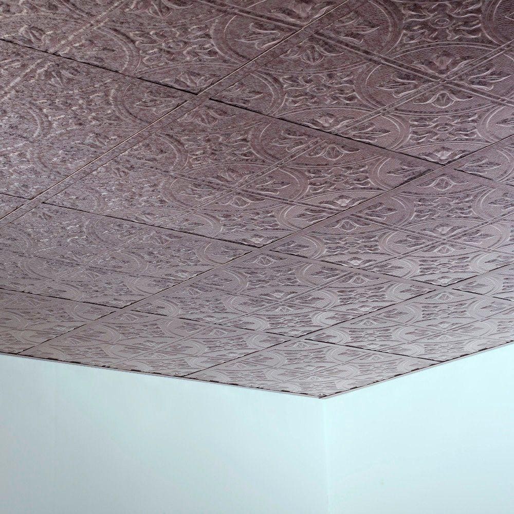Galvanized Steel Traditional Decorative Vinyl Ceiling Panels 24" x 24" (5 Pack)