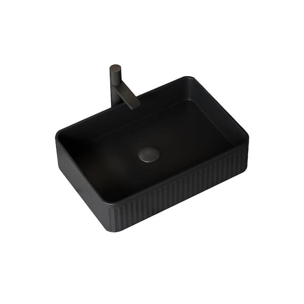 20 in. Rectangular Ceramic Bathroom Sink in Black