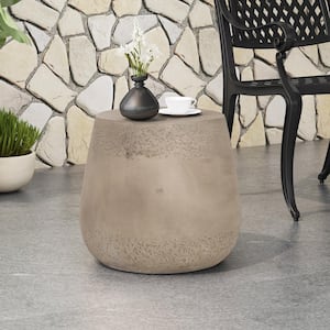 Orion Concrete Finish Drum Shape Lightweight Concrete Outdoor Side Table