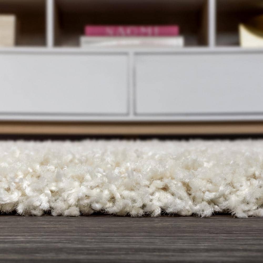 Modern Cream Shag Rectangular Area Rug 3x5 Feet - Easy Care & Stain-resistant