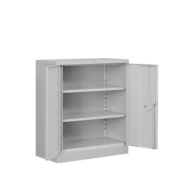 Salsbury Industries 36 in. W x 42 in. H x 18 in. D 2-Shelf Heavy Duty Metal Counter Height Assembled Storage Cabinet in Gray