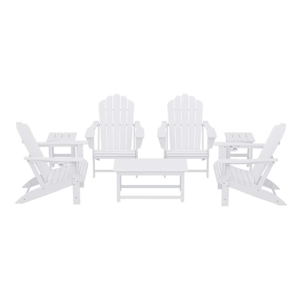 Aderson 7-Piece All Weather Fade Resistant Outdoor Plastic Adirondack Chair Patio Conversation Lounge Set in White price history on PriceWatchPro