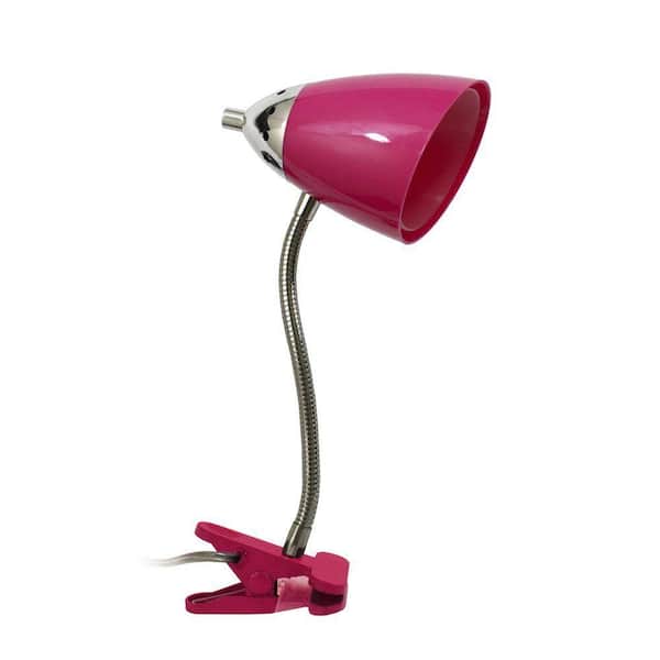Simple Designs 14.8 in. Pink Flexible Gooseneck Clip Light Desk Lamp