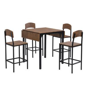 HOMCOM Counter Height Bar Table Set for 4, Square Kitchen Table and Chairs  Set with Footrest, Gray - Bed Bath & Beyond - 38858477