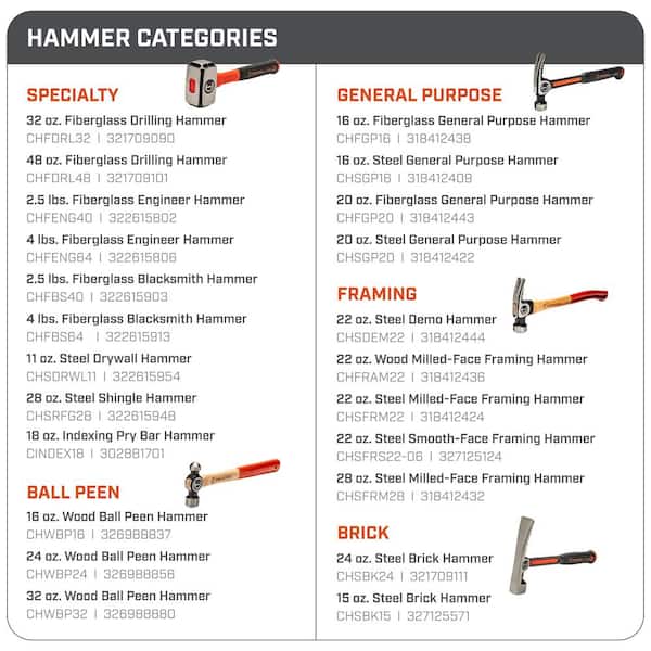 Crescent 16 oz. Steel General Purpose Hammer CHSGP16 - The Home Depot