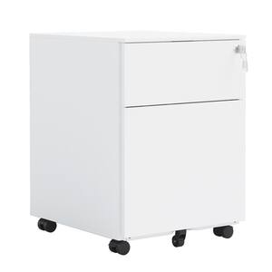 15.35 in. W x 17.7 in. D x 21.1 in. H White Steel Linen Cabinet Filing Cabinet with Wheels
