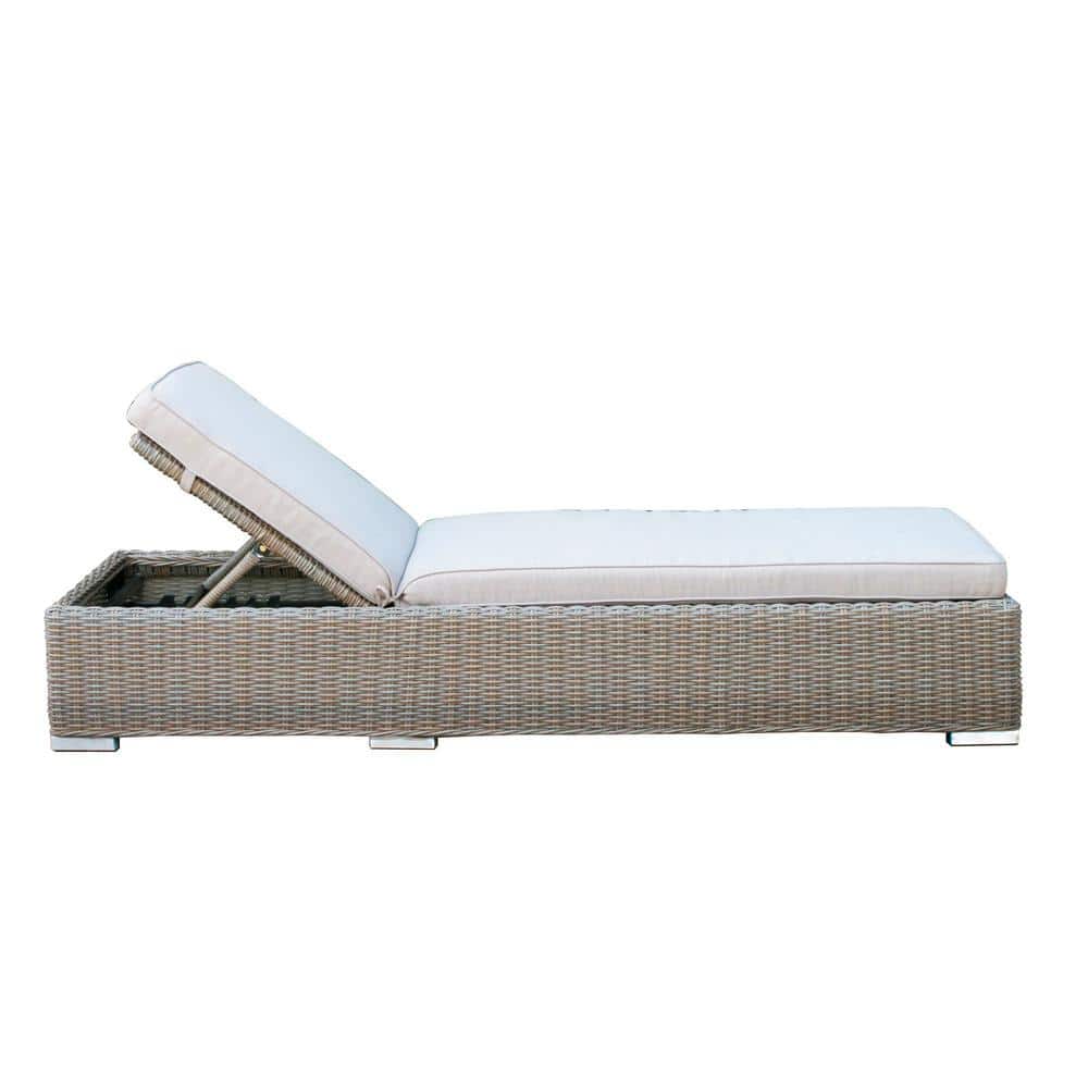 Renava Knox Wicker Outdoor Day Bed with Beige Cushions
