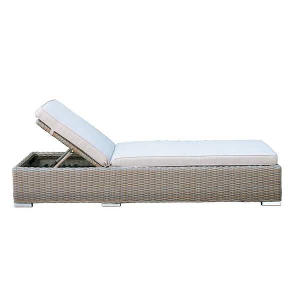 Unbranded Renava Knox Wicker Outdoor Day Bed with Beige Cushions