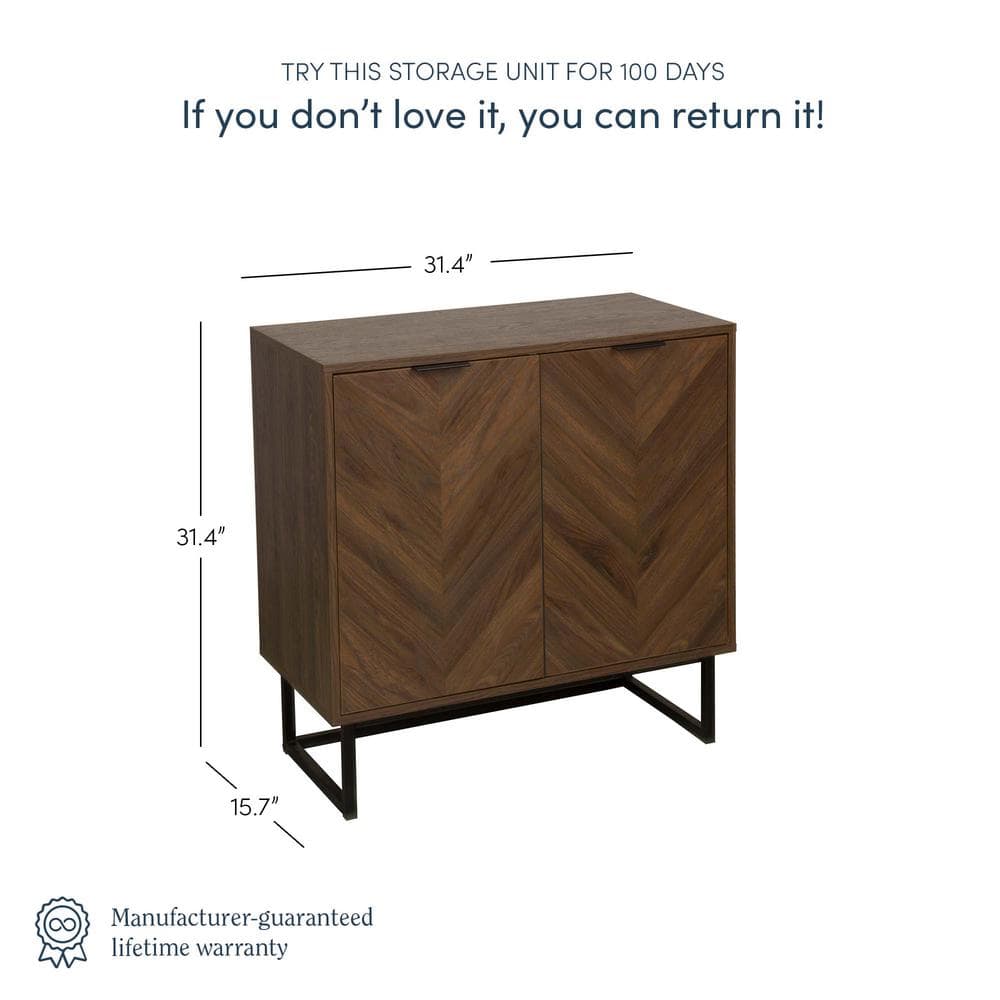 Walnut Freestanding Accent Cabinet with Adjustable Shelving