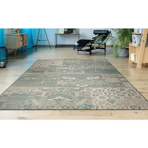 Afuera Country Cottage Sea Mist-Ivory 2 ft. x 4 ft. Indoor/Outdoor Area Rug
