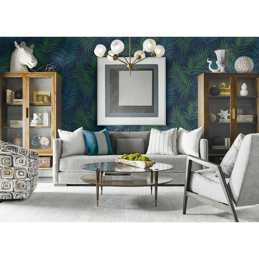 Luxe Retreat Midnight Blue Juniper Spearmint Double Roll Wallpaper