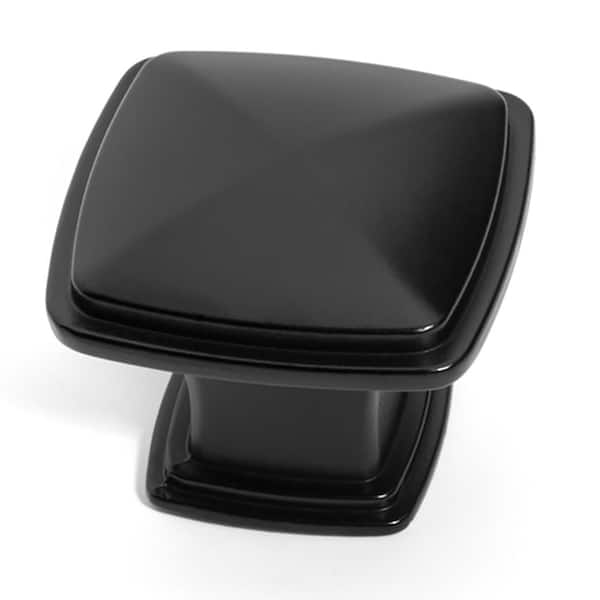 Dynasty Hardware 1-1/4 in. Flat Black Square Cabinet Knob (25-Pack)