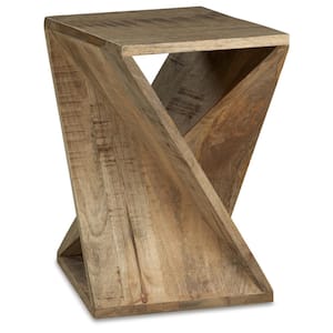 Zalemont 14 in. Brown Square Wood Accent Table