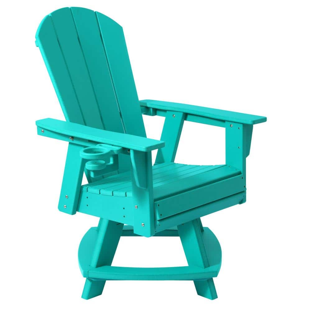 Laguna Fade Resistant Outdoor Patio HDPE Adirondack Swivel Dining Chair with Cup Holder, Turquoise price history on PriceWatchPro