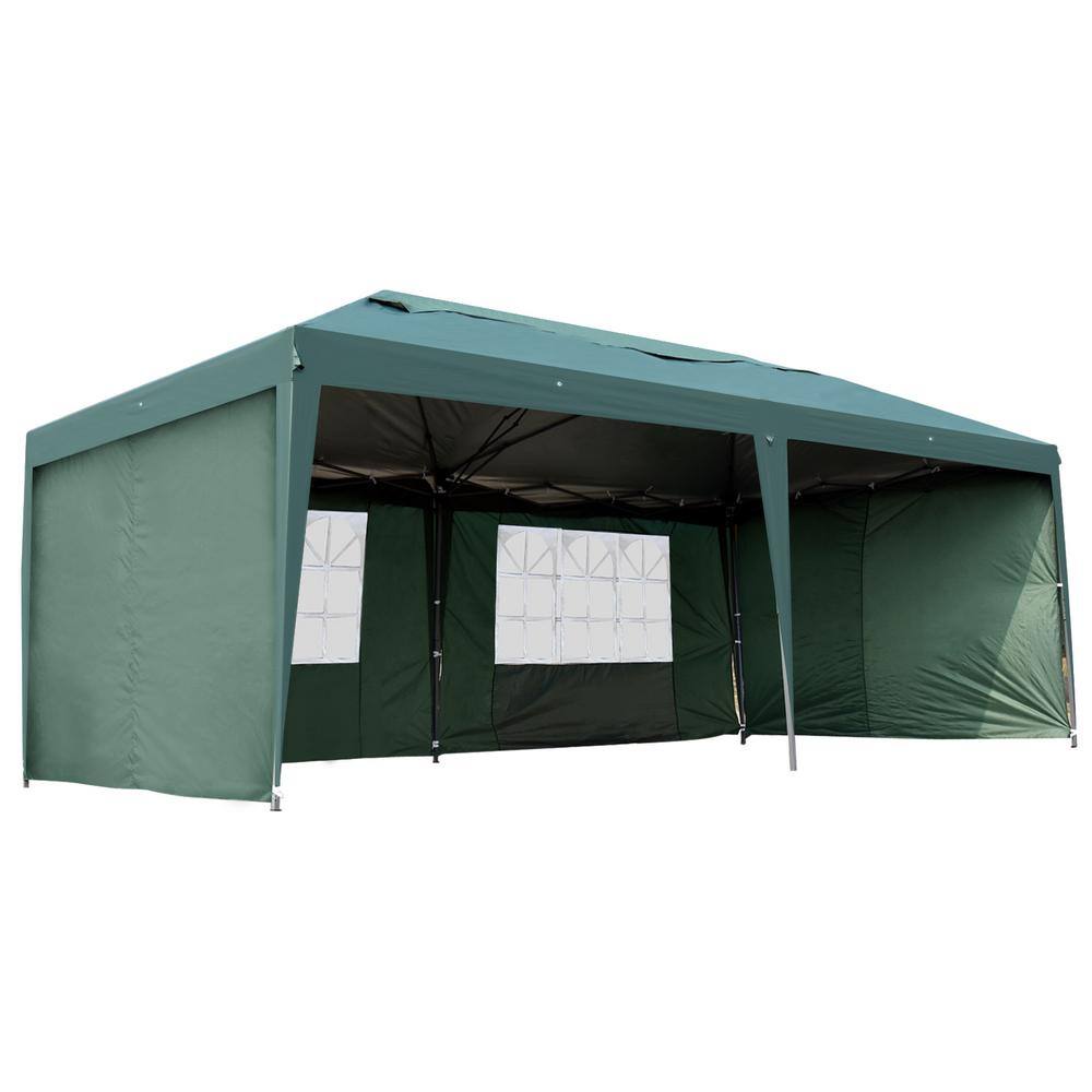 Outsunny 10 ft. x 20 ft. Green Outdoor Gazebo Canopy Party Large ...