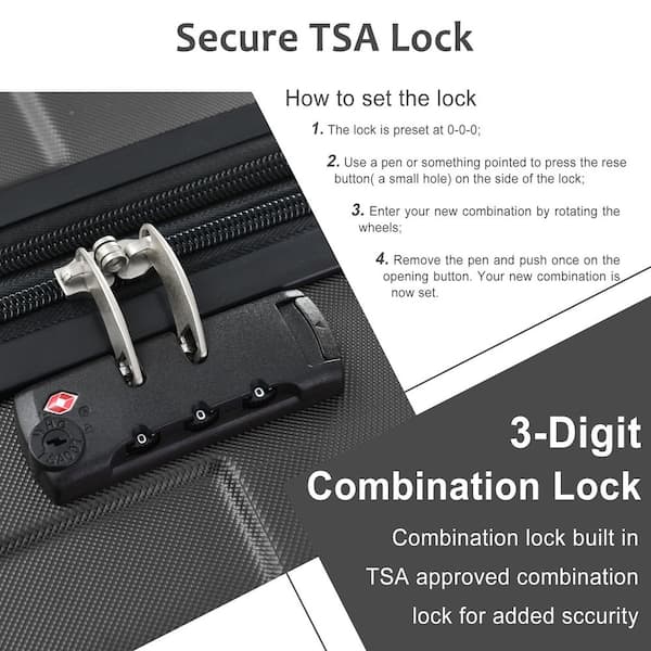 Merax Black 3-Piece Expandable ABS Hardshell Spinner Luggage Set