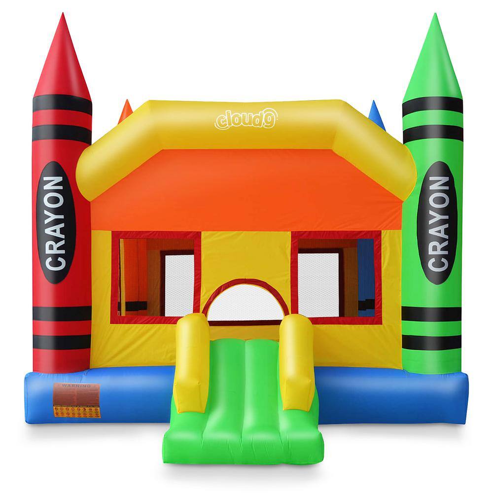 Large Multicolor Crayon Bounce House with Slide