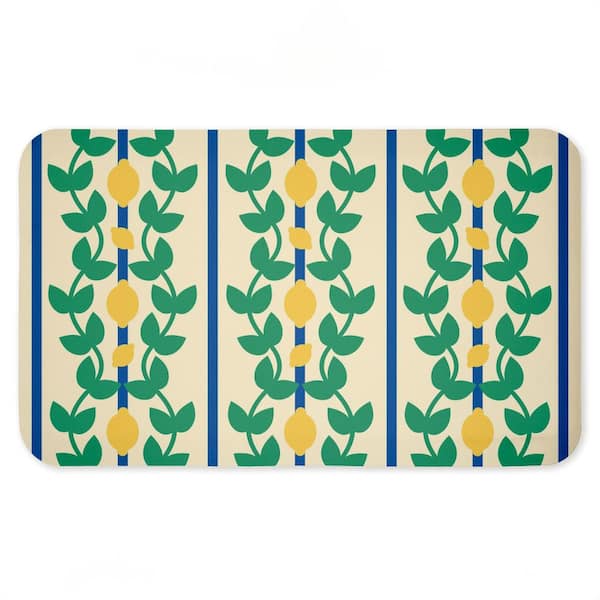 Lemon Vine Pattern Printed Anti-Fatigue Floor Mat, design by Lil' Rue