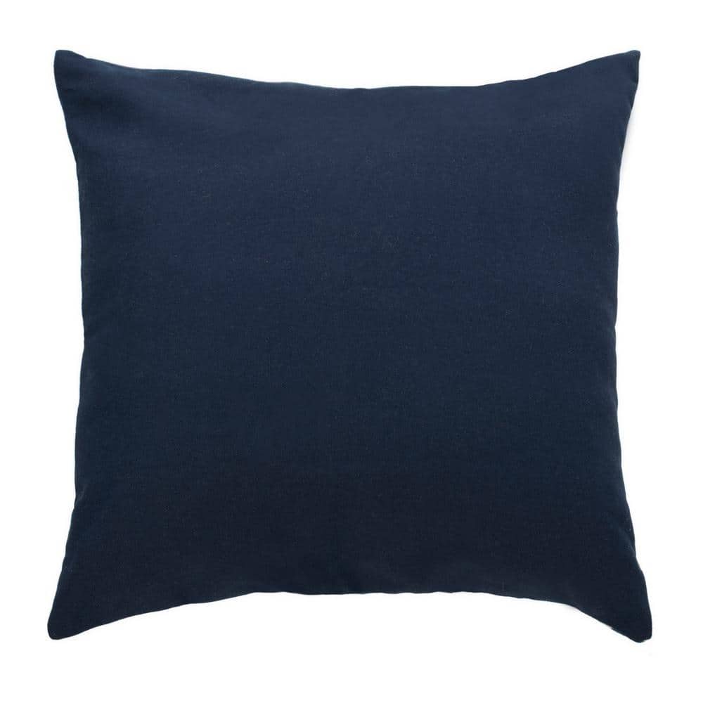 Navy and Cream Square Decorative Pillow with Rope Trim