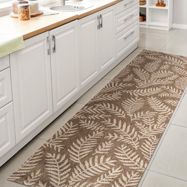 JONATHAN Y Nevis Palm Frond Brown/Beige 2 ft. x 10 ft. Indoor/Outdoor Runner Rug