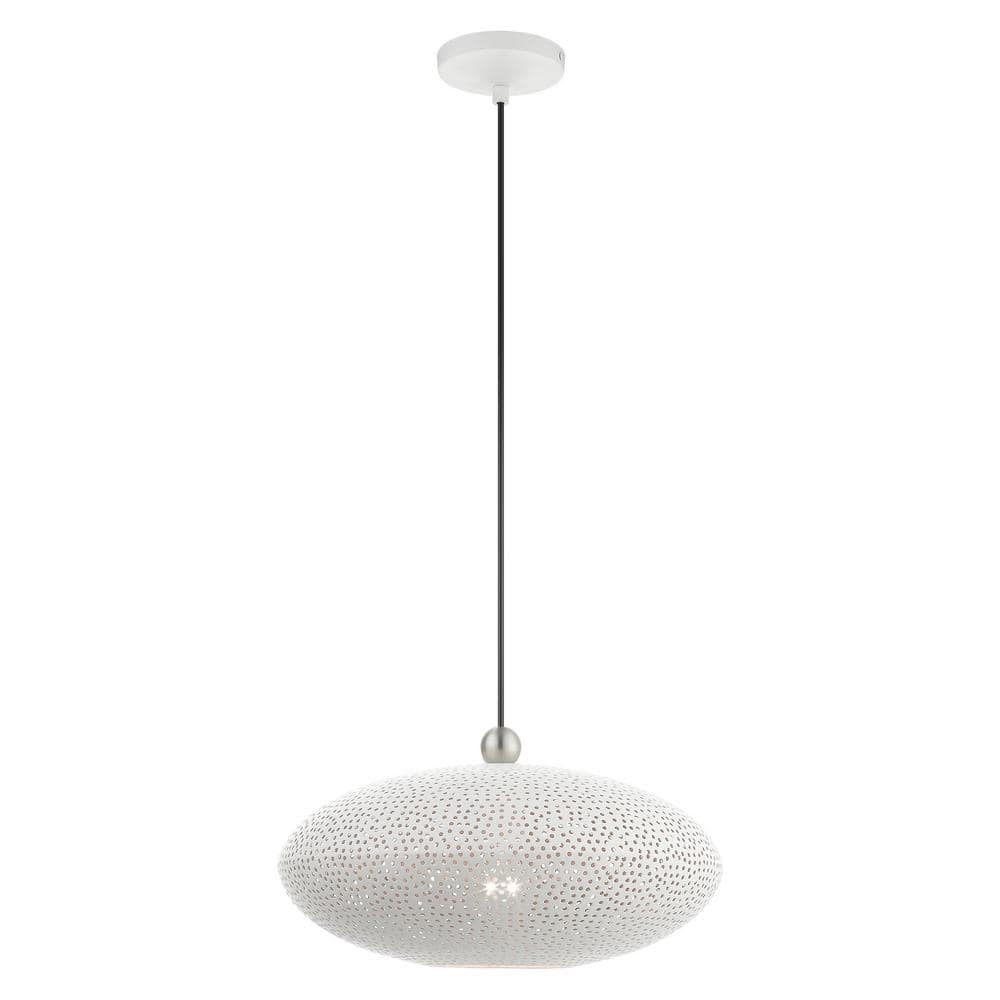 Madrid 1-Light White with Brushed Nickel Accents Pendant price history on PriceWatchPro