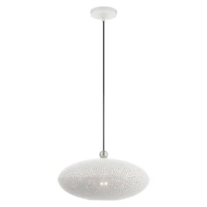 Dublin 1 Light White with Brushed Nickel Accents Pendant