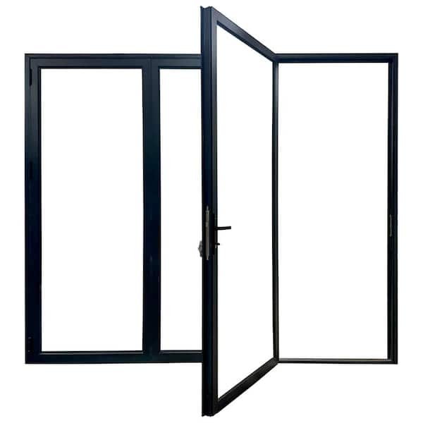 Teza 88 Series 96 in. x 80 in. Matte Black Right to Left Folding Aluminum Bi-Fold Patio Door