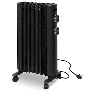 1500-Watt Electric Oil-Filled Radiator Heater in Black with 3 Heating Modes, Overheat Protection