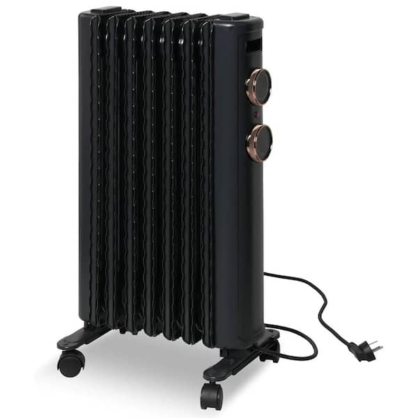 Elexnux 1500-Watt Electric Oil-Filled Radiator Heater in Black with 3 Heating Modes, Overheat Protection