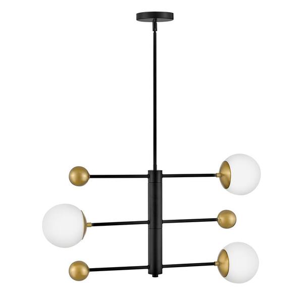 LARK - Auggie 3-Light Black Globe Chandelier