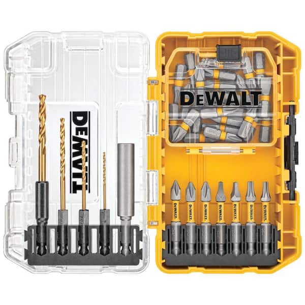 DEWALT Driving Bit and Black Oxide Drill Bit Set with Right Angle Adapter and Tough Case (40-Piece)