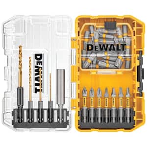 Driving Bit and Black Oxide Drill Bit Set with Right Angle Adapter and Tough Case (40-Piece)