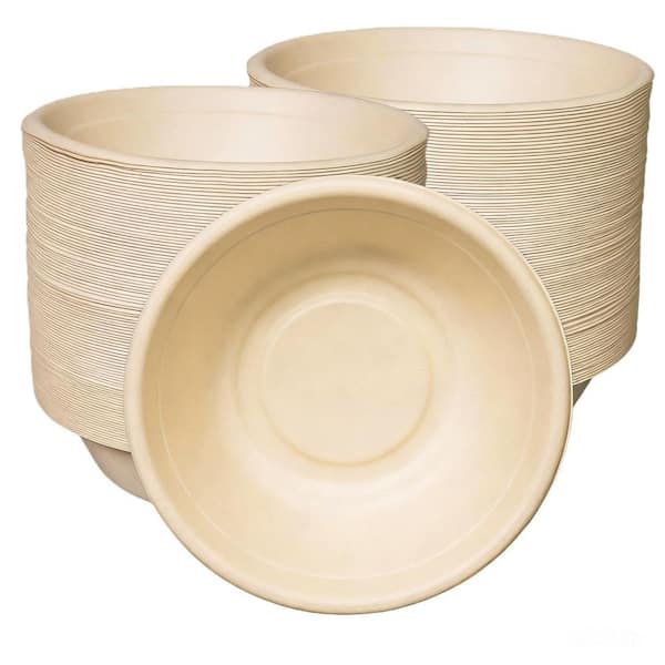 150-Piece 32 fl. oz. Natural Disposable Salad Bowls, Big Paper Bowls, Eco-Friendly, Compostable, Biodegradable