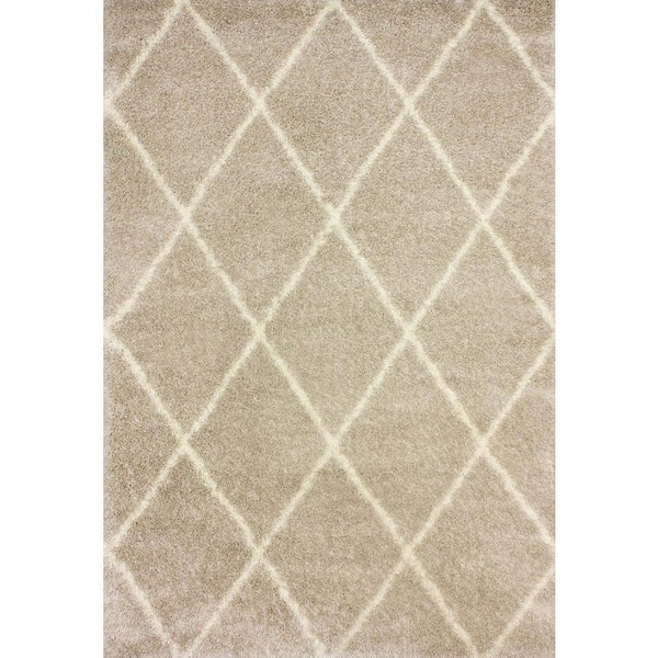nuLOOM Everly Geometric Shag Beige 5 ft. x 8 ft. Area Rug