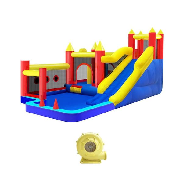 Inflatable Bounce House with Air Blower, Jumping Castle with Slide, Trampoline, Obstacles, Climbing Wall, Ball Pit/Pool