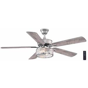 Janeen 52 in. Indoor Chrome Ceiling Fan with LED Bulbs with Remote Included