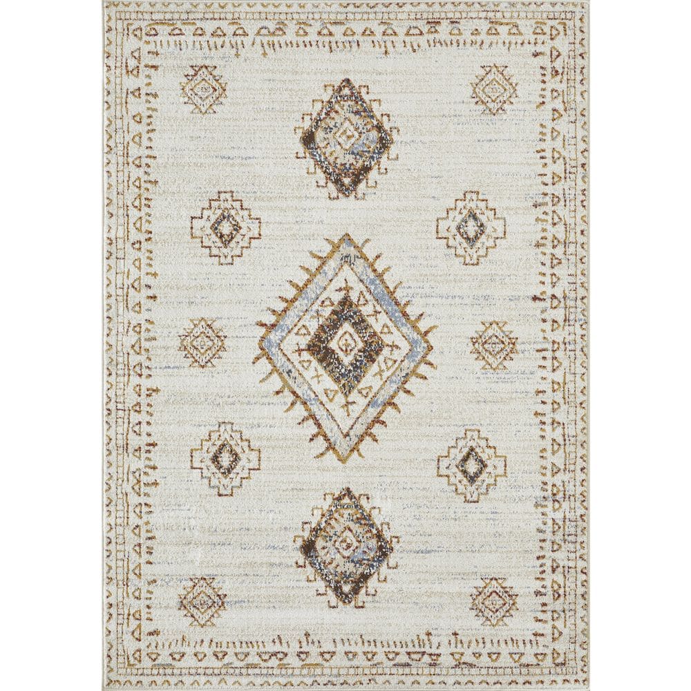 Alsbrooke Temarnie Cream 5 ft. 3 in. x 7 ft. 3 in. Tribal Polypropylene Area Rug price history on PriceWatchPro