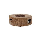 28 in. L x 10 in. H Round Magnesium Oxide Propane Gas Fire Pit Kit in Brown with Lava Rocks and PVC Cover