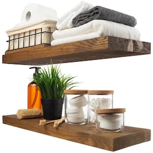 24 in. W x 6.7 in. D Wooden Decorative Wall Shelf for Bedroom Kitchen Bathroom Living Room Farmhouse -Set of 2