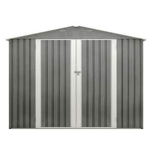 Hot Seller 8 ft. W x 6 ft. D Outdoor Metal Shed with Lockable Door, Metal Foundation for Tools Backyard Gray 48 sq. ft.