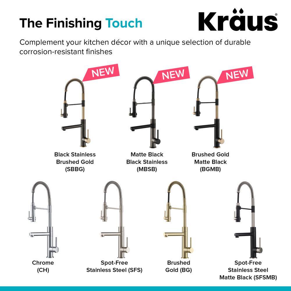 Black Stainless Steel and Brushed Gold Commercial Kitchen Faucet with Pull-Out Spray