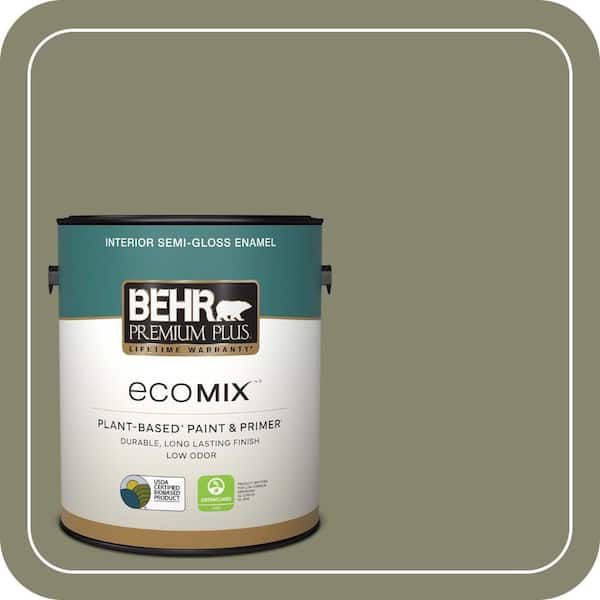 1 gal. #400F-6 Grasshopper Wing Semi-Gloss Enamel EcoMix Plant-Based Interior Paint & Primer