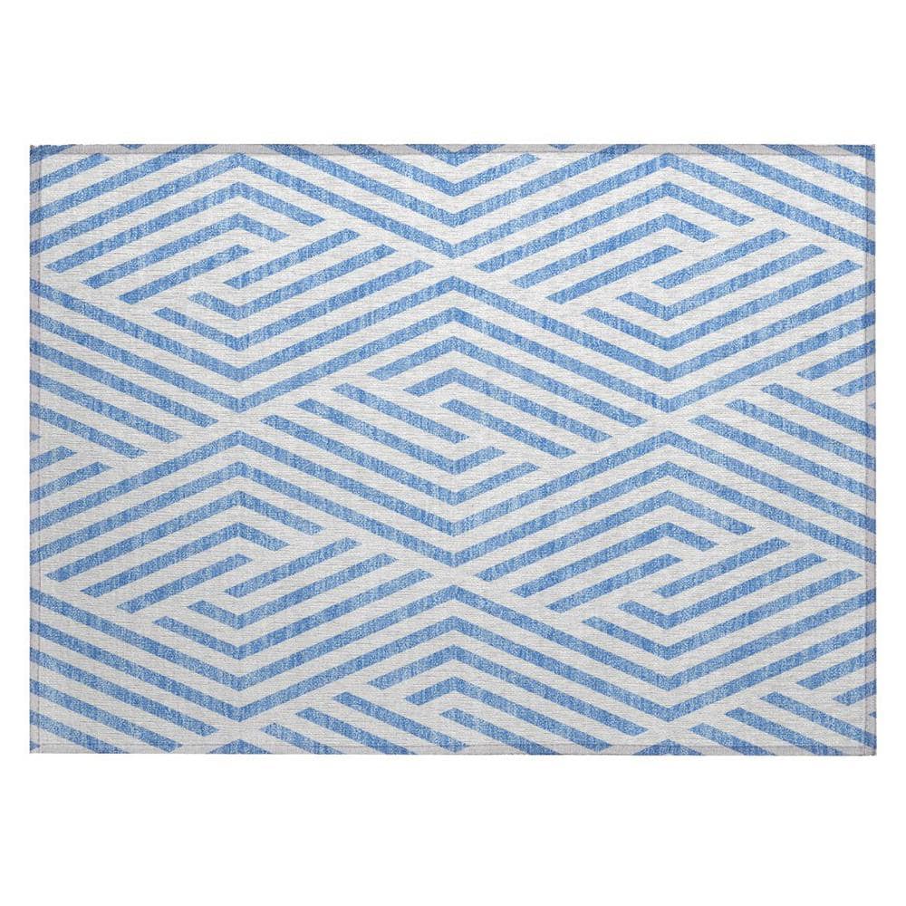 Blue and Ivory 2 ft. x 3 ft. Woven Geometric Rectangle Indoor/Outdoor Area Rug price history on PriceWatchPro