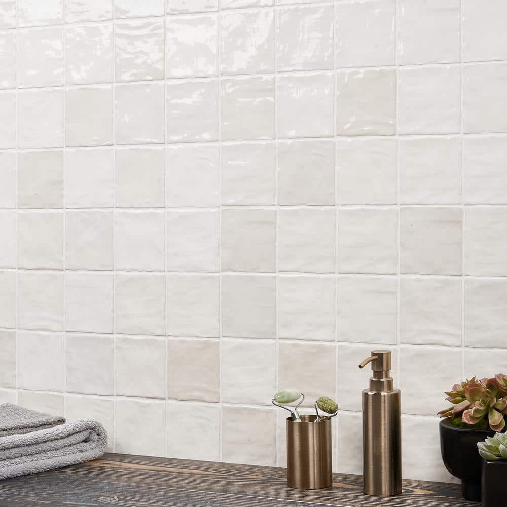 Kingston White 4" x 4" Glossy Ceramic Wall Tile